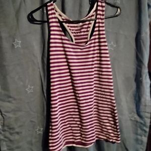 Mossimo Supply Co. Violet and Cream Striped Tank Top